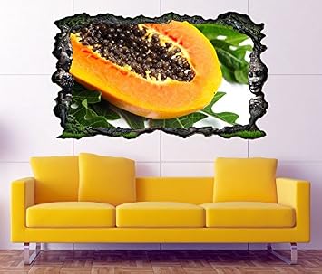 3d Wandtattoo Papaya Reif Obst Frucht Kuche Blatt Selbstklebend