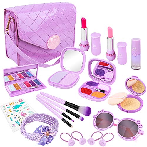 Meland Pretend Play Makeup for Girls 22PCS Kids FakeMakeup Toy & First Play Purse Set