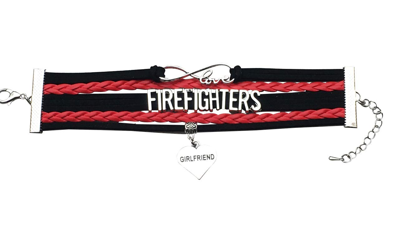 Infinity Collection Firefighter Girlfriend Jewelry Fire Fighter Girl Friend Bracelet Proud Fireman's GF Charm Bracelet Makes for Girlfriends