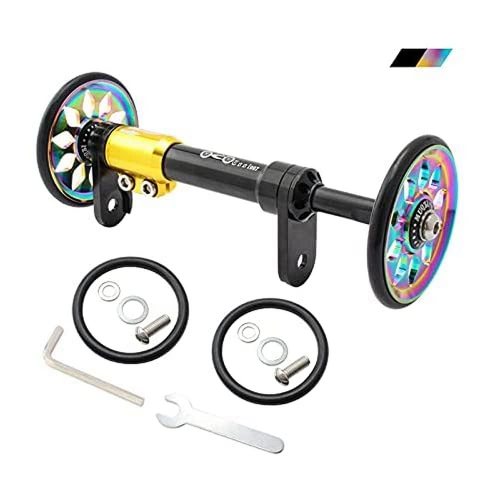 Wheel Extender for BROMPTON Eazy Wheels Extension Rod BLACK / RAINBOW (Extender + 2 easy wheels)