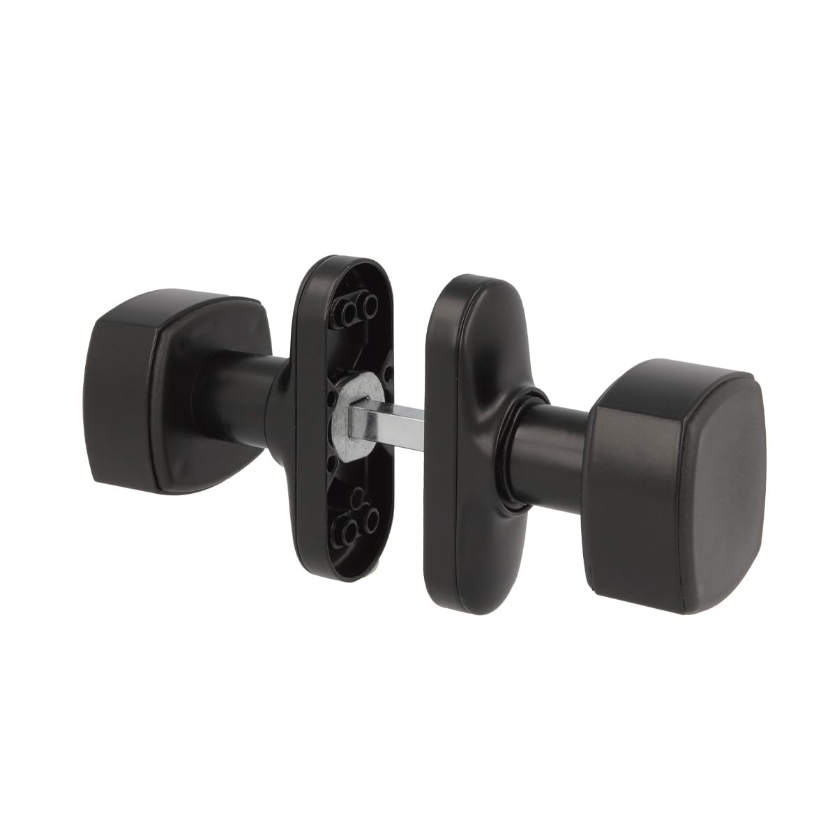 Amig - Square Knob Set with Narrow Plate Mod. 6807 | 81 x 31 mm | for Interior Doors | Ideal in Bedrooms, Bathrooms and Offices | Black Aluminium