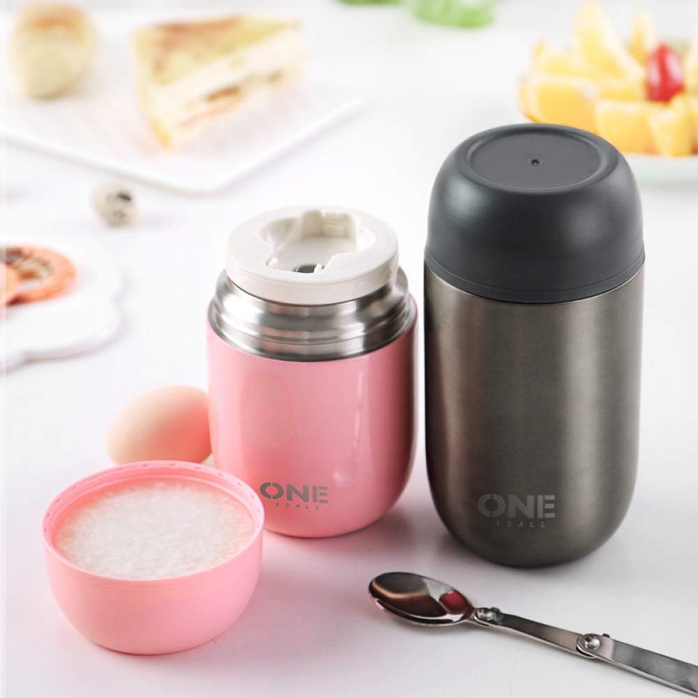 750ml/450ML Food Container Thermos Bottle for Soup with Thermo Bag Spoon Vacuum Flask Insulation Soup Pot Stew Pot Container Pink 750ml