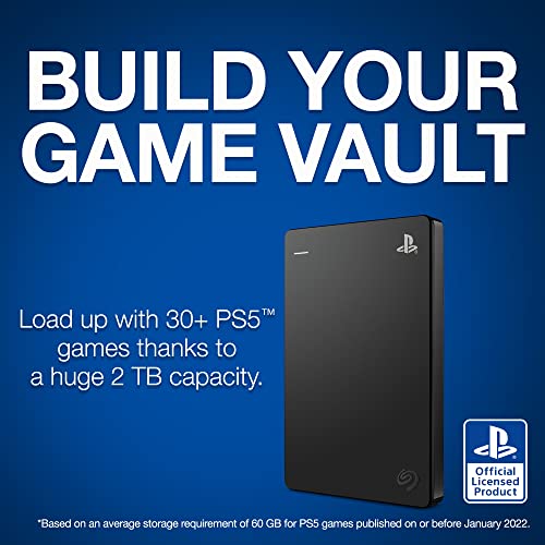 Seagate Game Drive, 2TB, Portable External Hard Drive, Compatible with PS4 and PS5 (STGD2000200