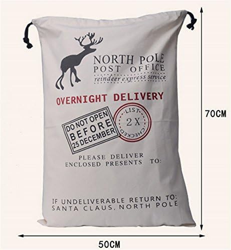 Christmas Gift Bags Canvas Santa Sack Color Organic Heavy Canvas with Black drawstring Stocking Bag