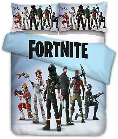 3 Pcs Fortnite Heroes Print Duvet Cover Set with Two Pillow Cases,3D Fortnite Battle Royale Game Pattern Bedding Set,A,TwinSingleSize