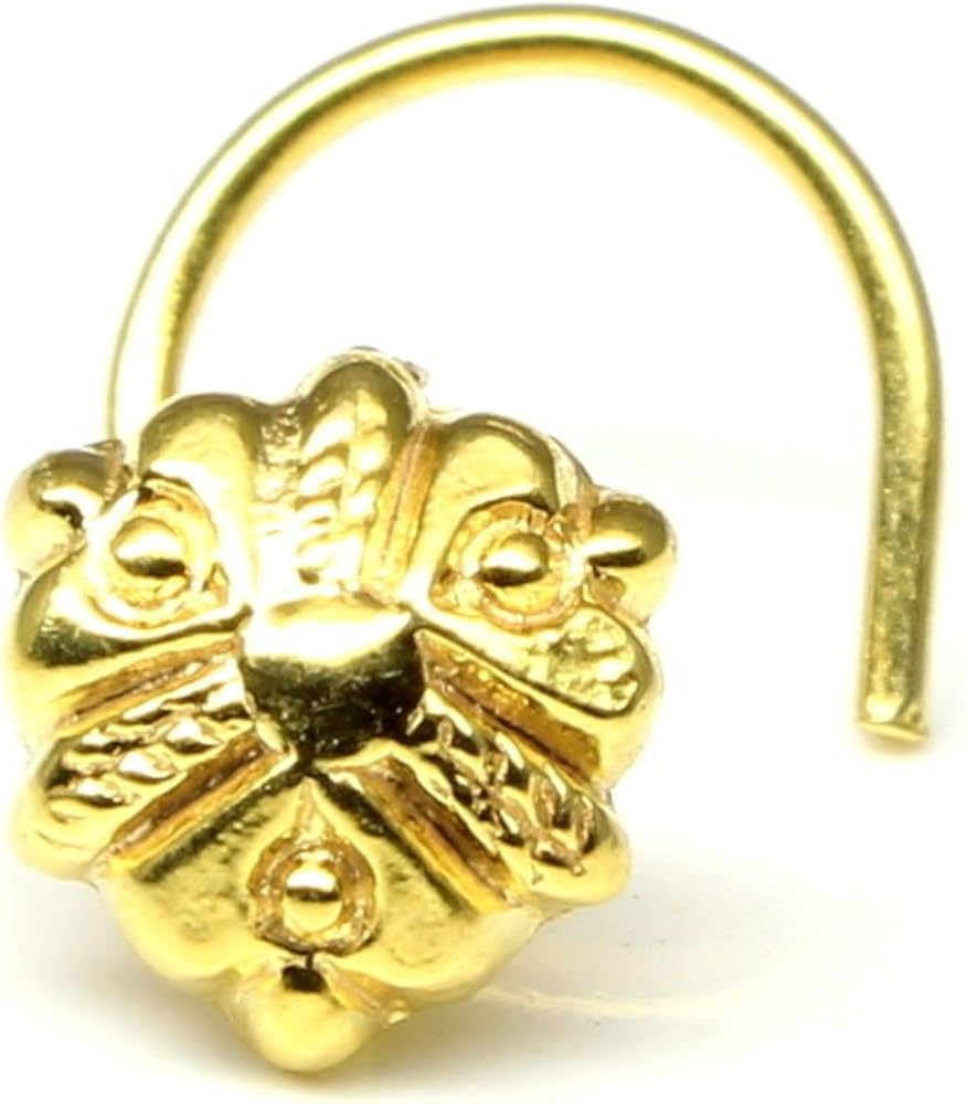 corkscrew piercing ring l bend 22g Indian Nose Stud Gold ...