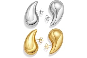 EASYHAUTE Teardrop Earring Set Dupes Lightweight Chunky Gold Hoop Earrings for Women, Hypoallergenic Earring Fashion Jewelry for Women Girls