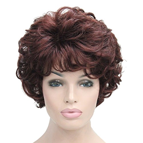 Lydell Women's Short Curly Wavy Wig Synthetic Hair Full Wig 6 inches