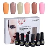 UV LED Nail Polish 6pcs Lacquer Soak Off Gel Nail Art Kit Goregous Manicure Salon Varnish Gift Set FairyGlo 7ml 001