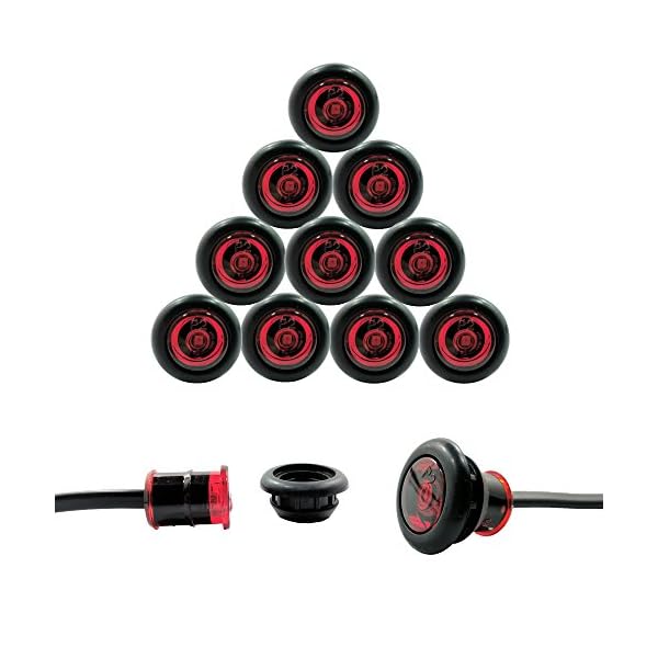 10-Pack-Red-TecNiq-USA-Made-34-LED-Clearance-Marker-Bullet-Grommet-Lights-P2-Rated
