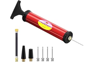 TONUNI Portable Air Pump,Ball Pump Inflator Kit with Needle,Nozzle, Extension Hose for Soccer Basketball Football Volleyball Water Polo Rugby Exercise Sports Ball Balloon Swim Inflatables Red