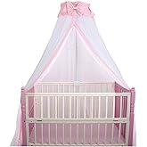 CdyBox Breathable Crib Netting Bed Curtains Canopy for Kids Mosquito Net Bedroom Decor (Pink, Mosquito net)