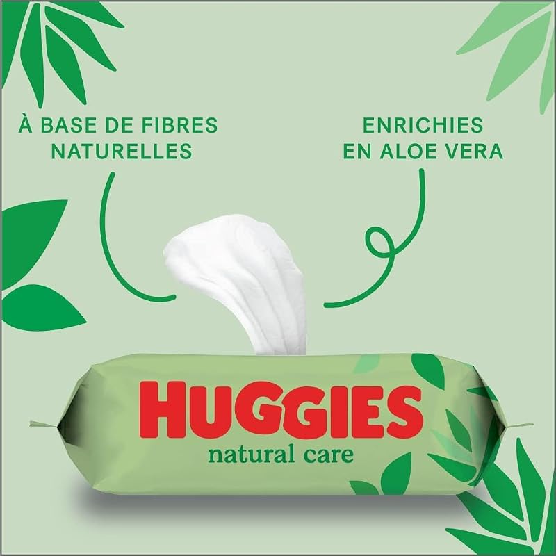 lingettes pour bébé Natural Care, 10 paquets de 56 lingettes, fibres absorbantes naturelles, hypoallergéniques, sans alcool, à l'aloé vera, évite les irritations