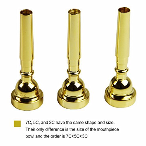 Pakala66 Trumpet Mouthpiece 3C 5C 7C Size Instrument Accessory (3 Pack Gold)
