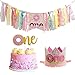Vansolinne Donut 1st Birthday Party Decorations Kit, Sweet One High Chair Banner Donut Grow Up Photo Booth Props Party Supplies Cake Topper First Birthday Gifts and Souvenir for Baby Girl