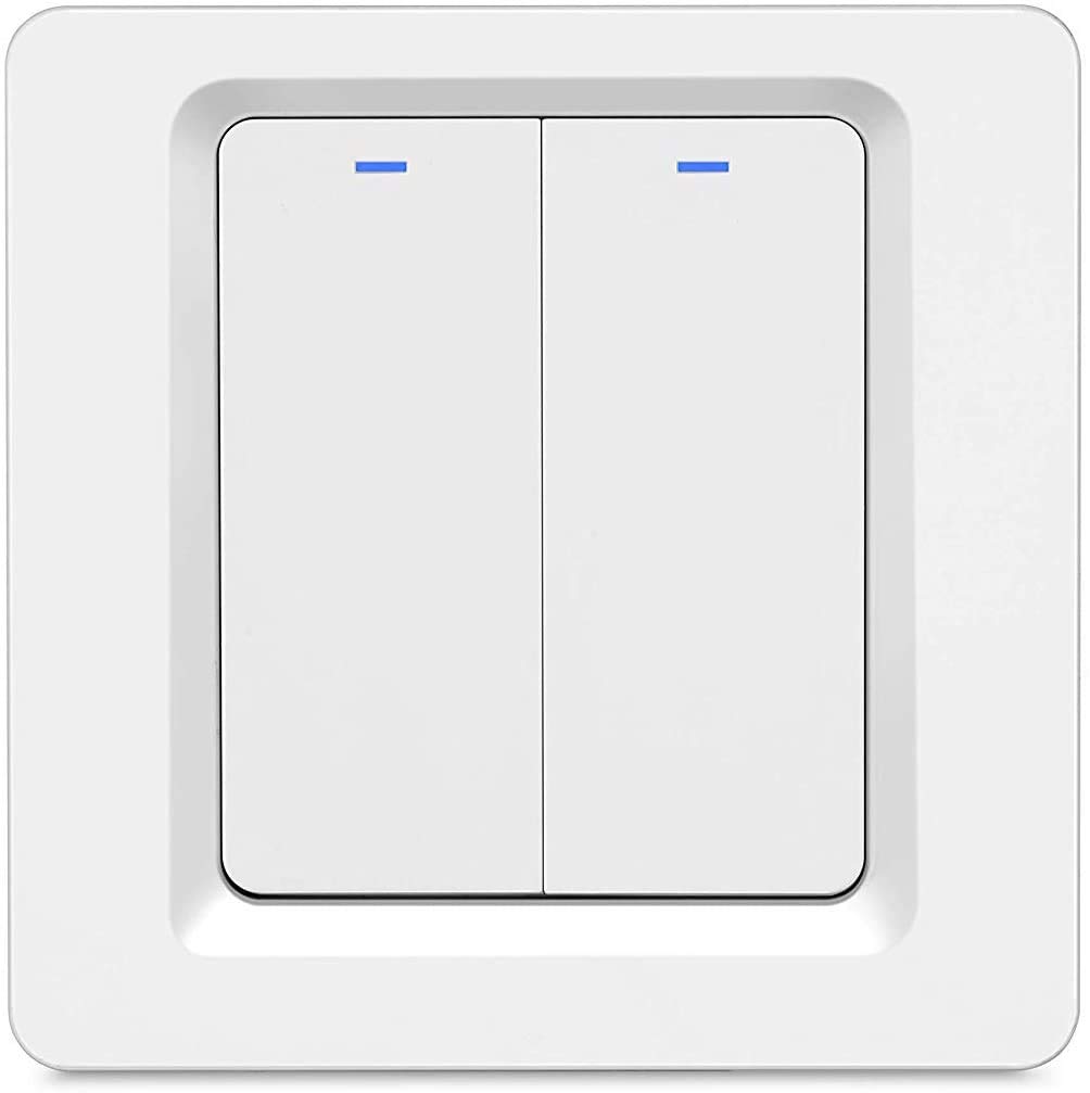 LNL WiFi Smart Light Switch, Alexa Smart Light Switch with Remote Control and Timer, Compatible with Alexa, Google Assistant and IFTTT, Easy Installation, Neutral Wire Required (1 Way 2 Gang)