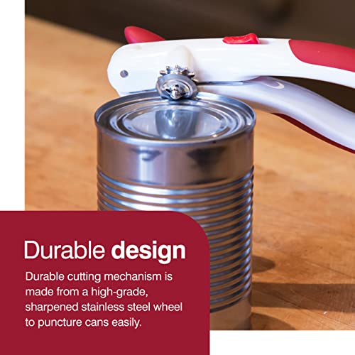 Zyliss Lock N' Lift Manual Can Opener with Lid Lifter Red