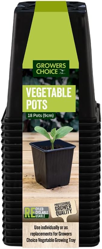 Bosmere Replacement Vegetable Pots 9cm Square Black Pack of 18 Seedling Trays