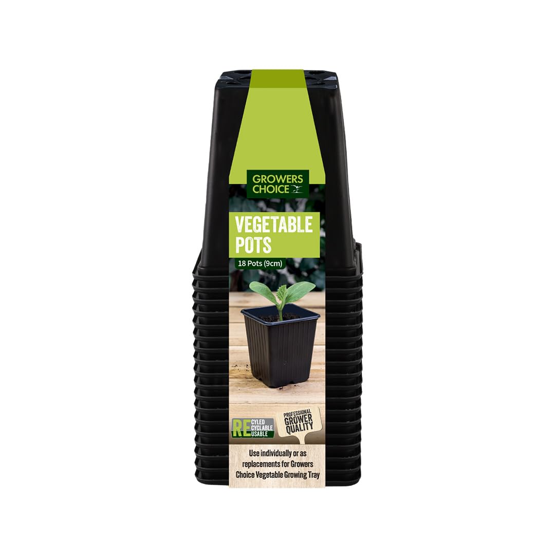 Bosmere Replacement Vegetable Pots, 9cm Square, Pack of 18, N326, Black