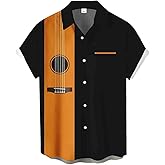 Gwnnb Bowling Shirts for Men Print Short Sleeve Regular Fit Hawaiian Casual Button Down Beach Shirts