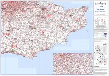 Kent And East Sussex Postcode Sector Map 5 Amazon Com