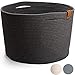 DENJA & CO Large Storage Shoe Basket - Woven Decorative Floor Basket for Home Entryway | Charcoal Gray (17.7 x 11.4 inches)