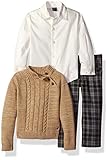 Nautica Boys' Three Piece Set with Shirt Mock Neck Sweater Vest and Plaid Pant