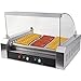 S AFSTAR Commercial 30 Hot Dog 11 Non-Stick Roller Machine, Electric Hot Dog Sausage Grill Cooker Machine with Removable Stainless Steel Drip Tray & Glass Hood Cover, Countertop Hot Dog Roller Warmer