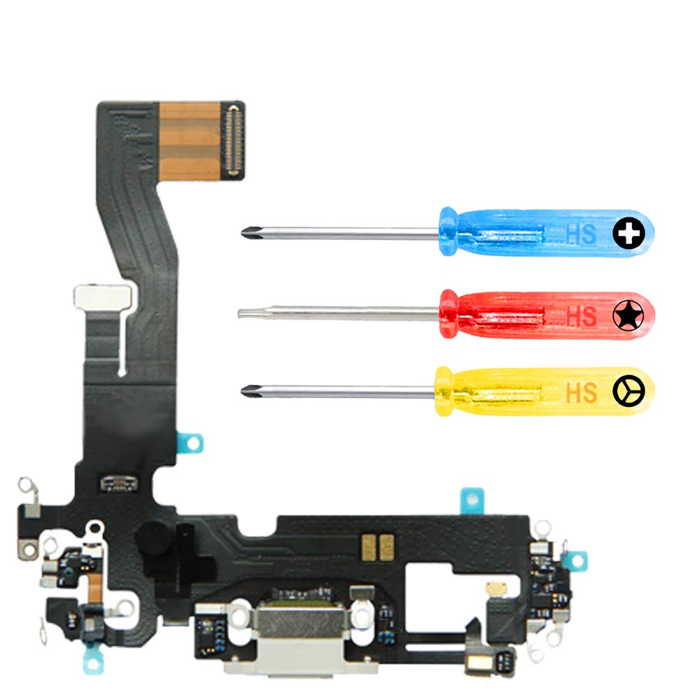 MMOBIEL Dock Connector Compatible With iPhone 12/12 Pro 2020 - Charging Port Flex Cable - Headphone Port/Microphone/Antenna Replacement - Incl. Screwdrivers - Black — image 1