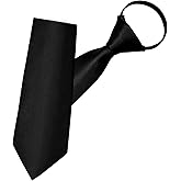 Mantieqingway Zipper Ties for Men Solid Color Pre-tied Adjustable Mens Ties Satin Necktie for Wedding Party Business School