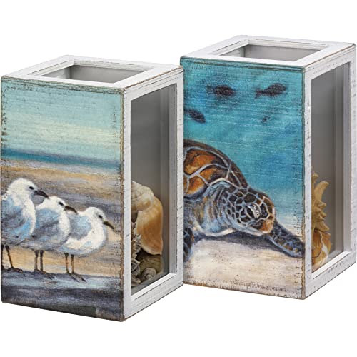 Primitives by Kathy Sea Turtle Home Décor Shell Holder,Blue