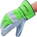 Leather Work Gloves - Split Leather Design - Heavy Duty Industrial Safety Gloves - Fits Both Men & Women - All-Season (Summer/Winter) - Perfect for Mechanics, Welding, Gardening, Driving, and More! primary