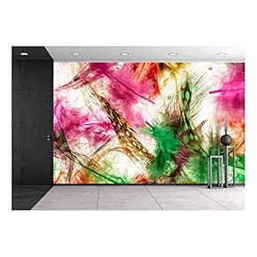 Color Feathers - Removable Wall Mural | Self-Adhesive Large Wallpaper - 66x96 inches