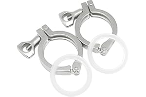 QIIMII Stainless Steel 304 Heavy Duty Sanitary Clamp Single Pin Tri Clamp Clover with Wing Nut for Ferrule TC (2 inch (2 pack))