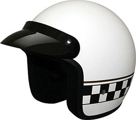 Amazon Hciマットホワイトチェッカーボードオープンフェイスオートバイヘルメットw バイザー10 041 カラー ホワイト ジェット 車 バイク