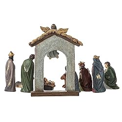glitzhome 11Pcs Resin Nativity Figurines Set