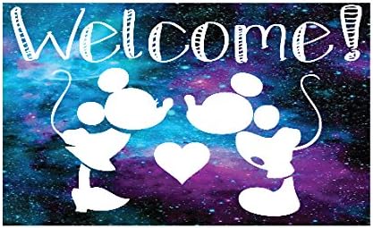 Micky-and-Minnie-Welcome-NASA-Galaxy Welcome Mat 18x24 Outdoor Doormat Rug by Green Sunflower Printing