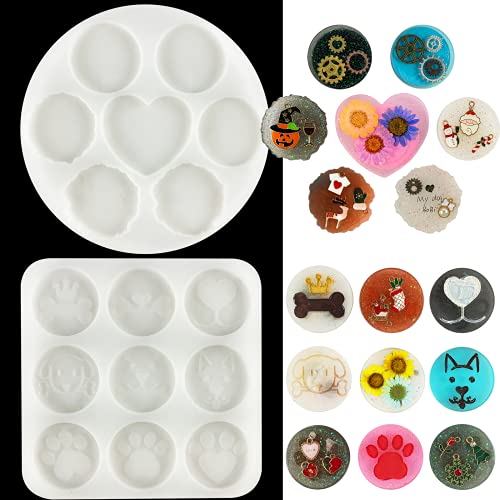 LOKiVE Phone Grip Molds for Resin Casting,16 Cavity Silicone Irregular Round On Top Phone Holder Moulds for DIY Epoxy Resin Mold Jewelry Making Supplies