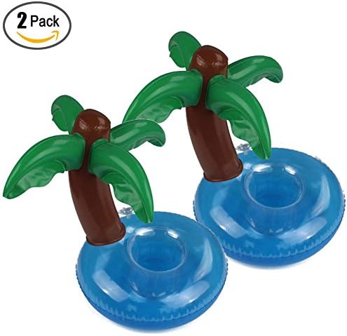 2 Pack Inflatable Pool Toy Drink Holder Cactus Tree Palm Trees Coasters Jumbo Coconut Trees Drink Cup Holder Party Favors Decoration for Hawaiian Luau Party