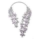 Girl Era Attractive Womens Black/White Full Rhinestone Filigree Flowers Cuff Collar Necklace