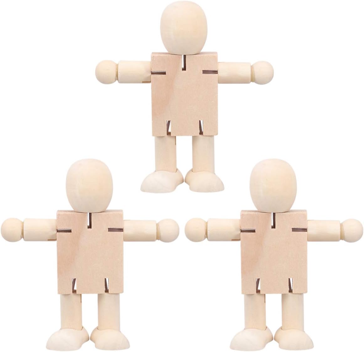 Happyyami 3pcs Mini Wooden Peg Dolls Action Figures Model Toys Unfinished Wood Ornaments Preschool Educational Toys DIY Wood Craft for Painting Drawing