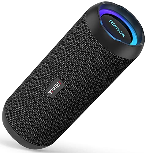 RIENOK Powerful Portable Bluetooth Speaker 30W IPX7 Waterproof Bluetooth Speaker, Powerful Bass, LED Light, AUX & Micro SD
