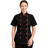 Short Sleeves Tailored Fit Chef Coat Jacket Uniform for Women for Food Service, Caterers, Bakers and Culinary Professional