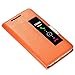 Huawei P10 Plus Case, Genuine Leather Huawei P10 Plus Cover Case Window View Stand Feature Ultra Thin Flip Magnet Closure Phone Case for Huawei P10 Plus by Make mate (Orange)