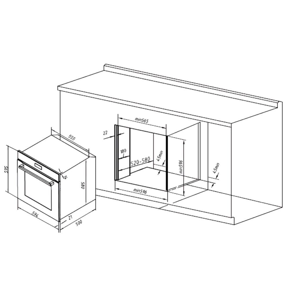 Cecotec Einbauofen Bolero Hexa C126000 Inox A. 2800 W, 77 L Kapazität, 4 Funktionen, Steam Assist, Steam EasyClean, Cooling Fan, Triple Glass, Energieeffizienzklasse A, Innenbeleuchtung 8