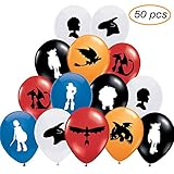 50pcs How To Train Yours Inspired Dragons Party Balloons, Cute Designed and Thickening Birthday Party Balloon Perfect for Kids Birthday Party Supplies Decorations