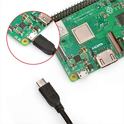 Gowoops 5V 2.5A Power Adapter (UL Listed) + Micro USB Cable with On Off Switch & LED + Heat Sinks for Raspberry Pi 3 Model B