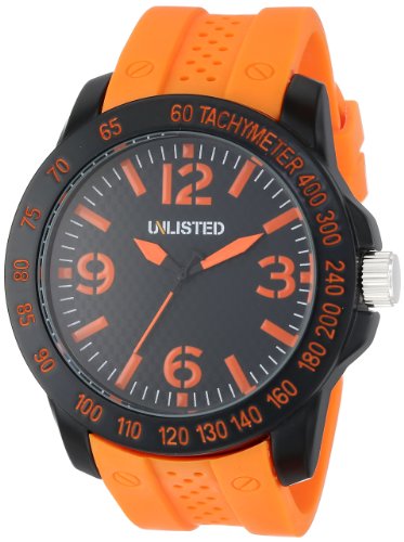 UNLISTED WATCHES Men's UL1241 City Streets Round Black Case Dial Orange Details and Strap Watch