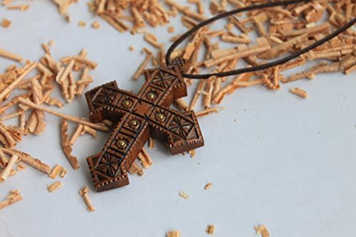 Unusual pectoral wooden cross Necklace