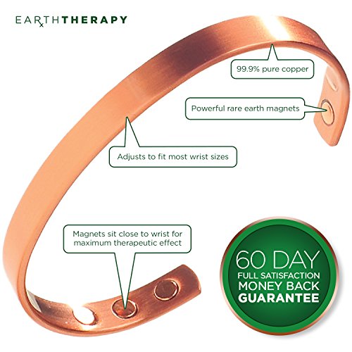 Copper Magnetic Bracelet for Arthritis Pain Relief & Carpal Tunnel - Stylish Pure Copper Bracelet for Men & Women - Stronger Magnet Strengths for 2018